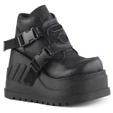 Black Vegan 12 cm STOMP-15 lolita ankle boots wedge platform