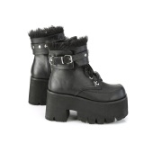 Black Vegan 9 cm ASHES-57 lolita ankle boots platform block heels