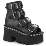 Black Vegan 9 cm ASHES-70 lolita ankle boots platform block heels