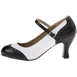 Black White 7,5 cm retro vintage FLAPPER-25 Pumps with low heels