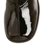 Black boots block heel 7,5 cm - 70s years style hippie disco gogo under kneeboots patent leather