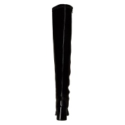 Black boots vinyl 7,5 cm - 70s years style hippie disco gogo overknee boots