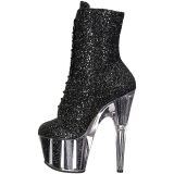 Black glitter 18 cm ADORE-1020G womens platform soled ankle boots