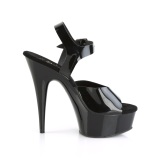 Black high heels 15 cm DELIGHT-608N JELLY-LIKE stretch material platform high heels