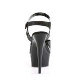 Black high heels 15 cm DELIGHT-608N JELLY-LIKE stretch material platform high heels