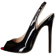 Black slingback pumps 13 cm SEXY-08 peeptoe slingbacks shoes