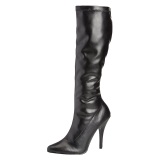 Black vegan boots 13 cm SEDUCE-2000 pointed toe stiletto boots