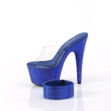 Blauw 18 cm 712RS pleaser sandalen hoge hakken met enkel manchet strass plateau