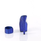 Blauw 18 cm 712RS pleaser sandalen hoge hakken met enkel manchet strass plateau