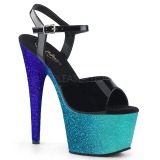 Blauw 18 cm ADORE-709OMBRE glitter plateau sandalen met hak