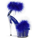 Blauw 18 cm ADORE-724F pole dance hakken met veren