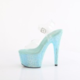 Blauw 18 cm BEJEWELED-708RRS paaldans schoenen hoge hakken met strass plateau