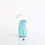 Blauw 18 cm BEJEWELED-708RRS paaldans schoenen hoge hakken met strass plateau