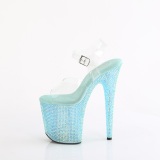 Blauw 20 cm 808RRS paaldans schoenen hoge hakken met strass plateau