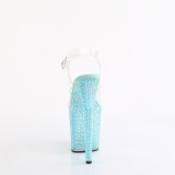 Blauw 20 cm 808RRS paaldans schoenen hoge hakken met strass plateau