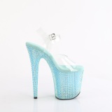 Blauw 20 cm 808RRS paaldans schoenen hoge hakken met strass plateau