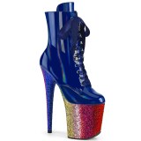 Blauw 20 cm FLAMINGO-1020HG glitter exotic hakken - pole dance enkellaarsjes