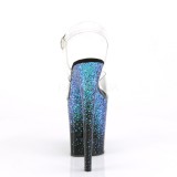Blauw 20 cm FLAMINGO-808SS glitter plateau sandalen met hak