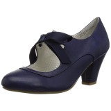 Blauw 6,5 cm WIGGLE-32 retro vintage maryjane pumps met blokhak