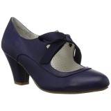 Blauw 6,5 cm WIGGLE-32 retro vintage maryjane pumps met blokhak