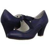 Blauw 6,5 cm WIGGLE-32 retro vintage maryjane pumps met blokhak