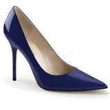 Blauw Lak 10 cm CLASSIQUE-20 naaldhak pumps met puntneus