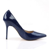 Blauw Lak 10 cm CLASSIQUE-20 naaldhak pumps met puntneus