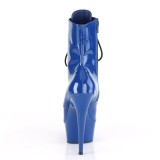 Blauw Lakleer 15 cm DELIGHT-1020 pole dance enkellaarzen met hoge hakken