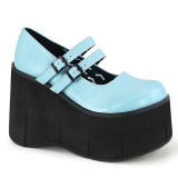 Blauw Vegan 11,5 cm DemoniaCult KERA-08 gothic mary jane pumps met plateau