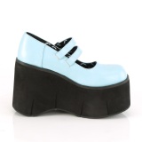 Blauw Vegan 11,5 cm DemoniaCult KERA-08 gothic mary jane pumps met plateau