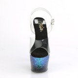 Blauw glitter 18 cm ADORE-708SS paaldans schoenen met hoge hakken