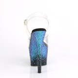 Blauw glitter 18 cm ADORE-708SS paaldans schoenen met hoge hakken