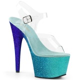 Blauw glitter 18 cm Pleaser ADORE-708OMBRE paaldans schoenen met hoge hakken