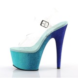 Blauw glitter 18 cm Pleaser ADORE-708OMBRE paaldans schoenen met hoge hakken