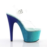 Blauw glitter 18 cm Pleaser ADORE-708OMBRE paaldans schoenen met hoge hakken