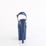 Blauwe 20 cm FLAMINGO-809GP glitter plateau sandalen met hak