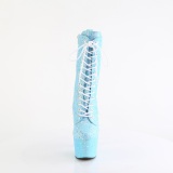 Blauwe glitter 18 cm ADORE-1040IG dames hoge hakken enkellaarsjes plateau