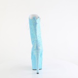 Blauwe glitter 18 cm ADORE-1040IG dames hoge hakken enkellaarsjes plateau