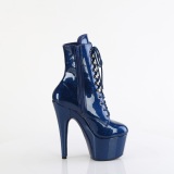 Blauwe glitter 18 cm dames high heels boots plateau