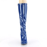 Blauwe laklaarzen 13 cm SEDUCE-2000 naaldhak laarzen met puntneus