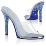 Blauwe mules 11,5 cm GALA-01DMM strass mules met naaldhak