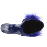 Blue 13 cm POISE-501F Marabou Feathers Mules Shoes