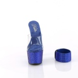 Blue 18 cm 712RS pleaser high heels with ankle cuff rhinestone platform