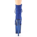 Blue Faux Suede 20 cm FLAMINGO-1020FST Exotic pole dance ankle boots