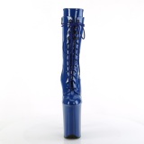 Blue Patent 23 cm INFINITY-1050 extrem platform high heels ankle boots