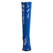 Blue boots block heel 7,5 cm - 70s years style hippie disco gogo under kneeboots patent leather