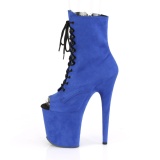 Blue faux suede 20 cm FLAMINGO-1021FS Pole dancing ankle boots