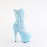 Blue glitter 18 cm ADORE-1040IG high heels ankle boots platform