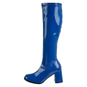 Blue patent boots 7,5 cm GOGO-300 High Heeled Womens Boots for Men