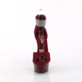 Bordeaux 15 cm DELIGHT-625 pleaser hoge hakken met brede enkelband